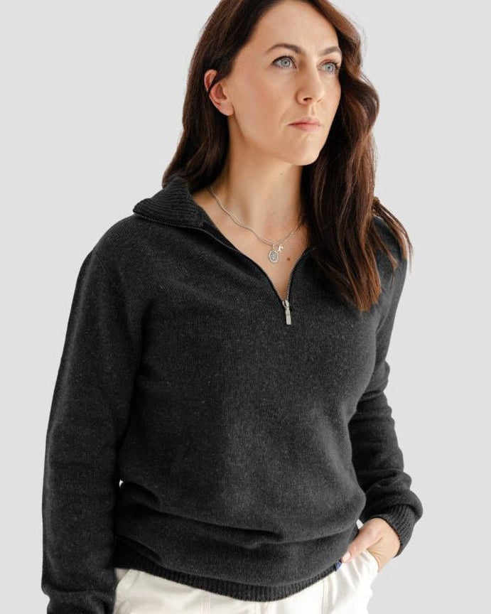 Quarter-Zip W - Charcoal - Hemprino
