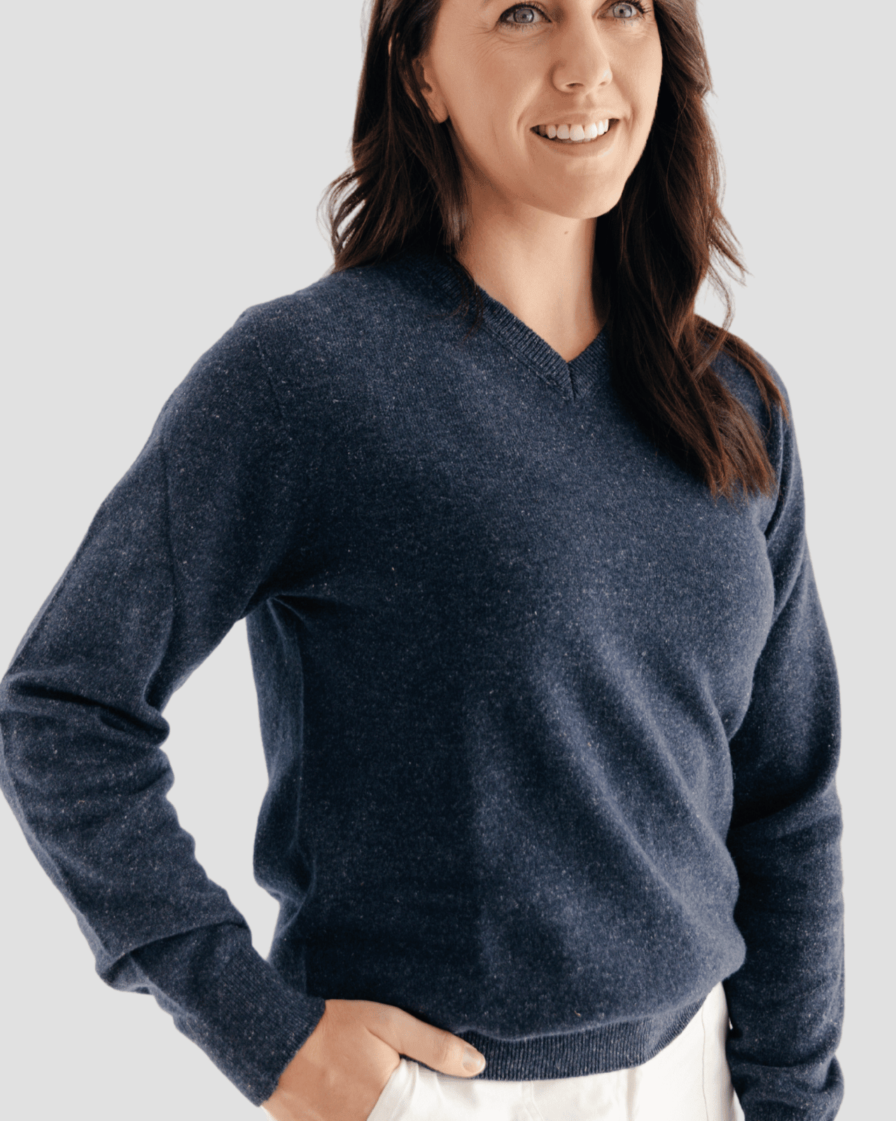 Classic V-neck W - Navy - Hemprino