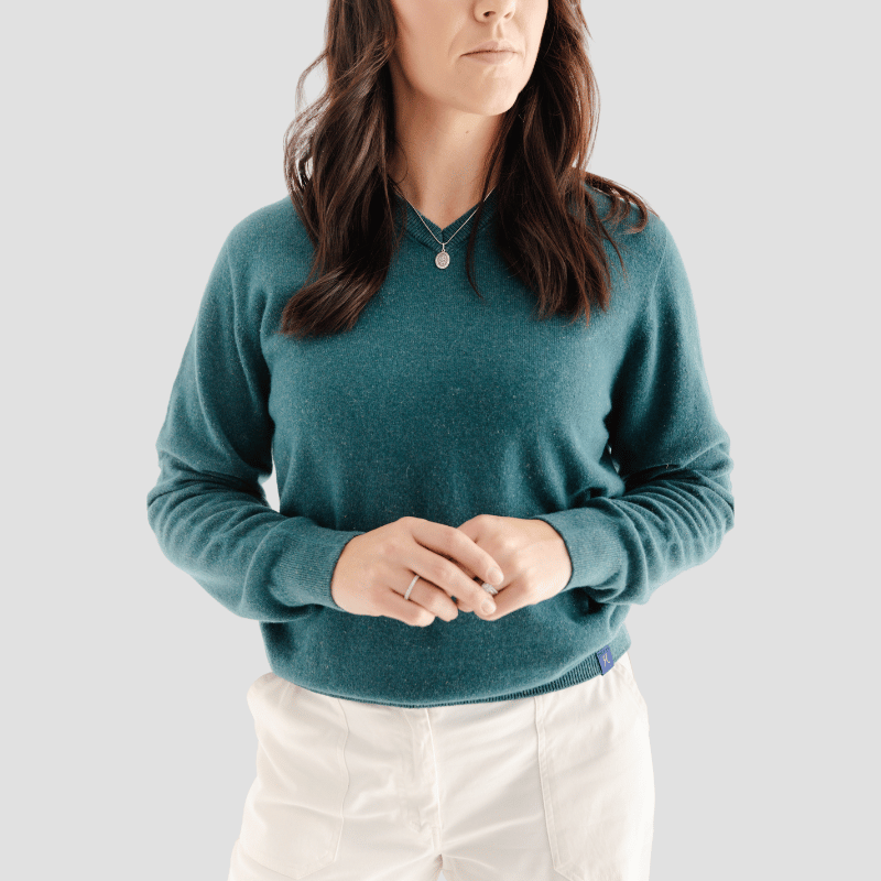 Classic V - Neck W - Teal - Hemprino