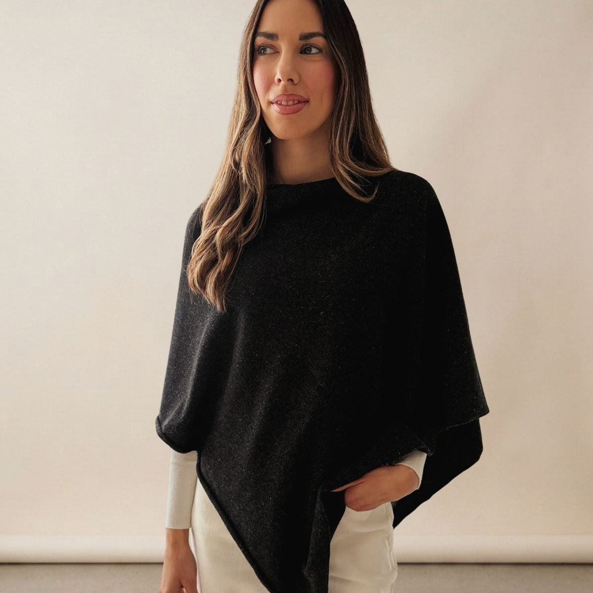 Merino & Hemp Wrap Poncho - Charcoal - Hemprino