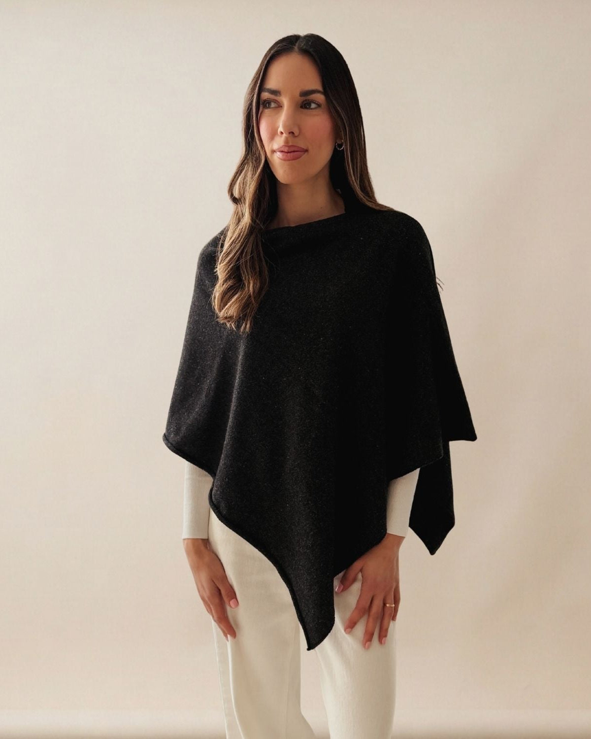 Merino & Hemp Wrap Poncho - Charcoal - Hemprino