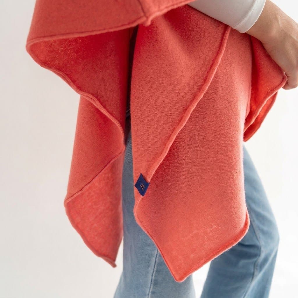 Merino & Hemp Wrap Poncho - Coral (Limited Edition) - Hemprino