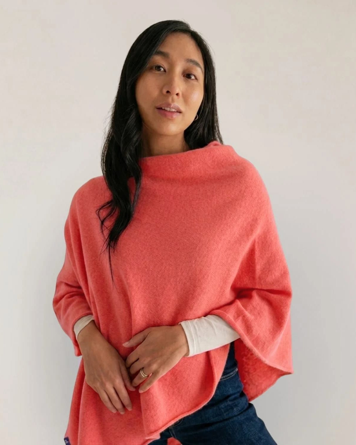 Merino & Hemp Wrap Poncho - Coral (Limited Edition) - Hemprino