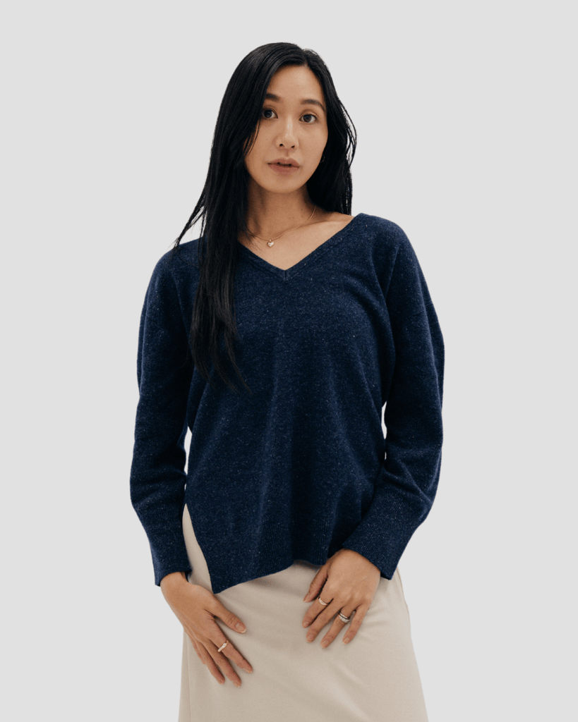 Women's V - Neck - Navy - Hemprino