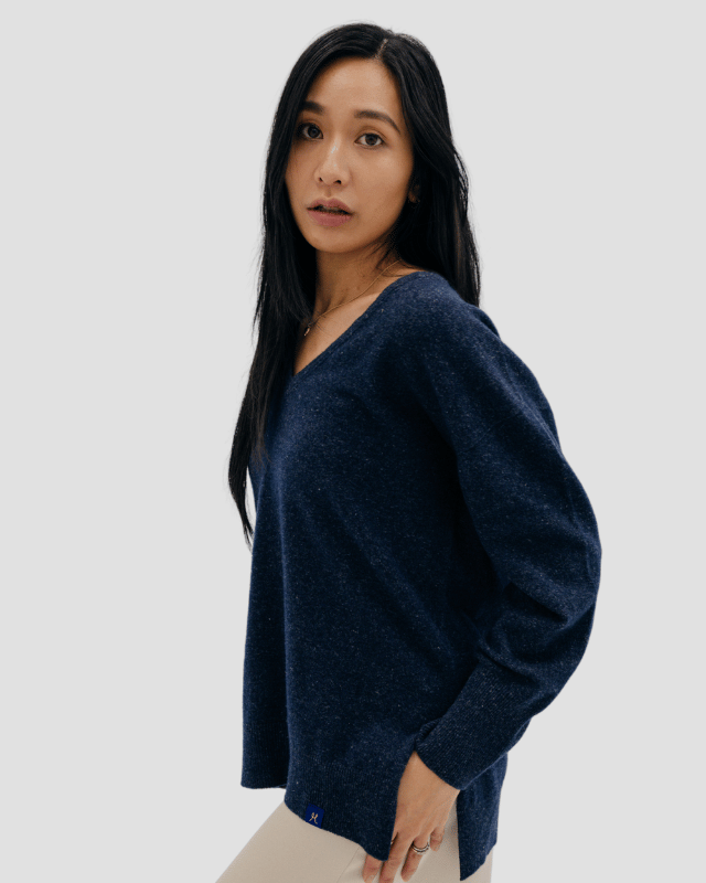 Women's V - Neck - Navy - Hemprino