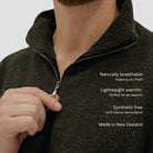 Men's Merino & Hemp Quarter-Zip Sweater - Charcoal - Hemprino