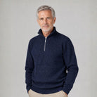 Men's Merino & Hemp Quarter-Zip Sweater - Navy - Hemprino