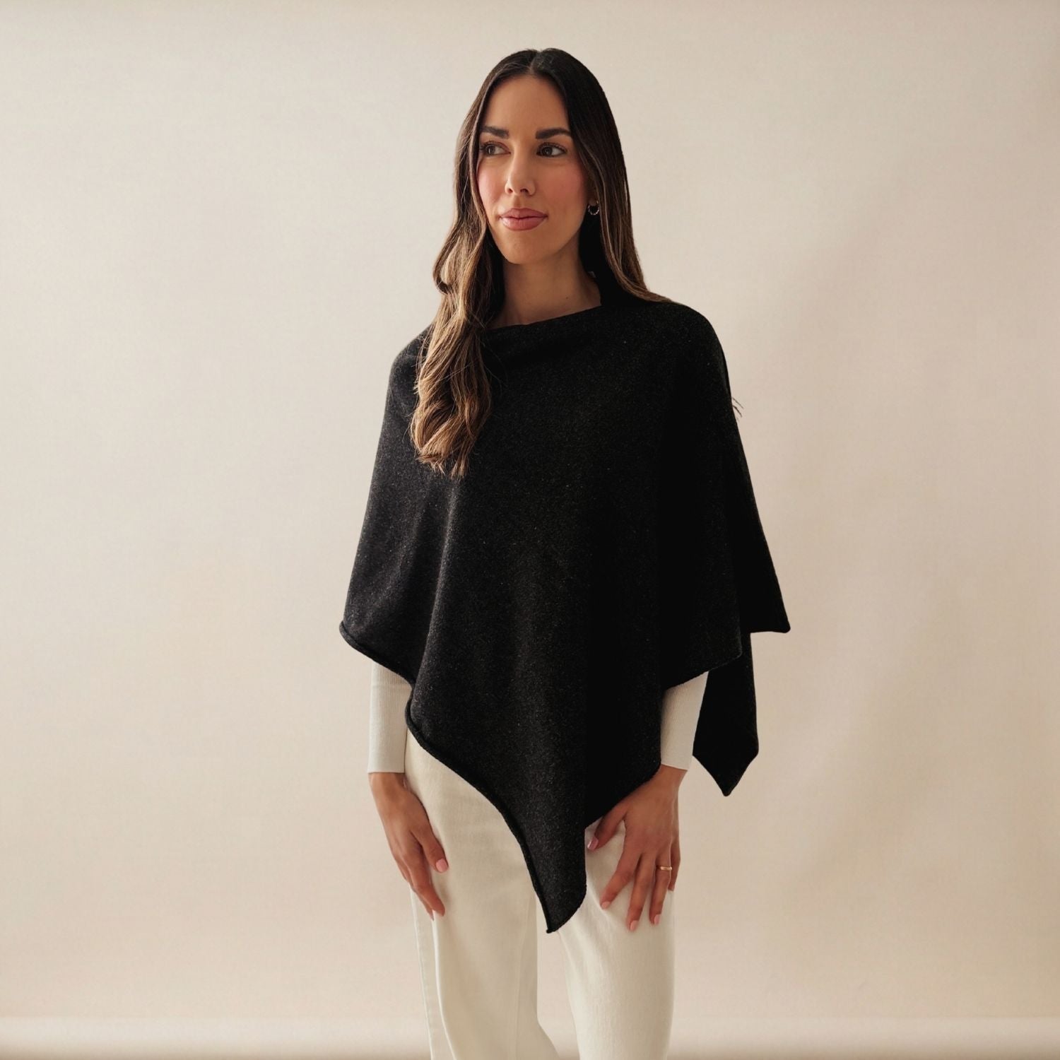 Merino & Hemp Wrap Poncho - Charcoal - Hemprino