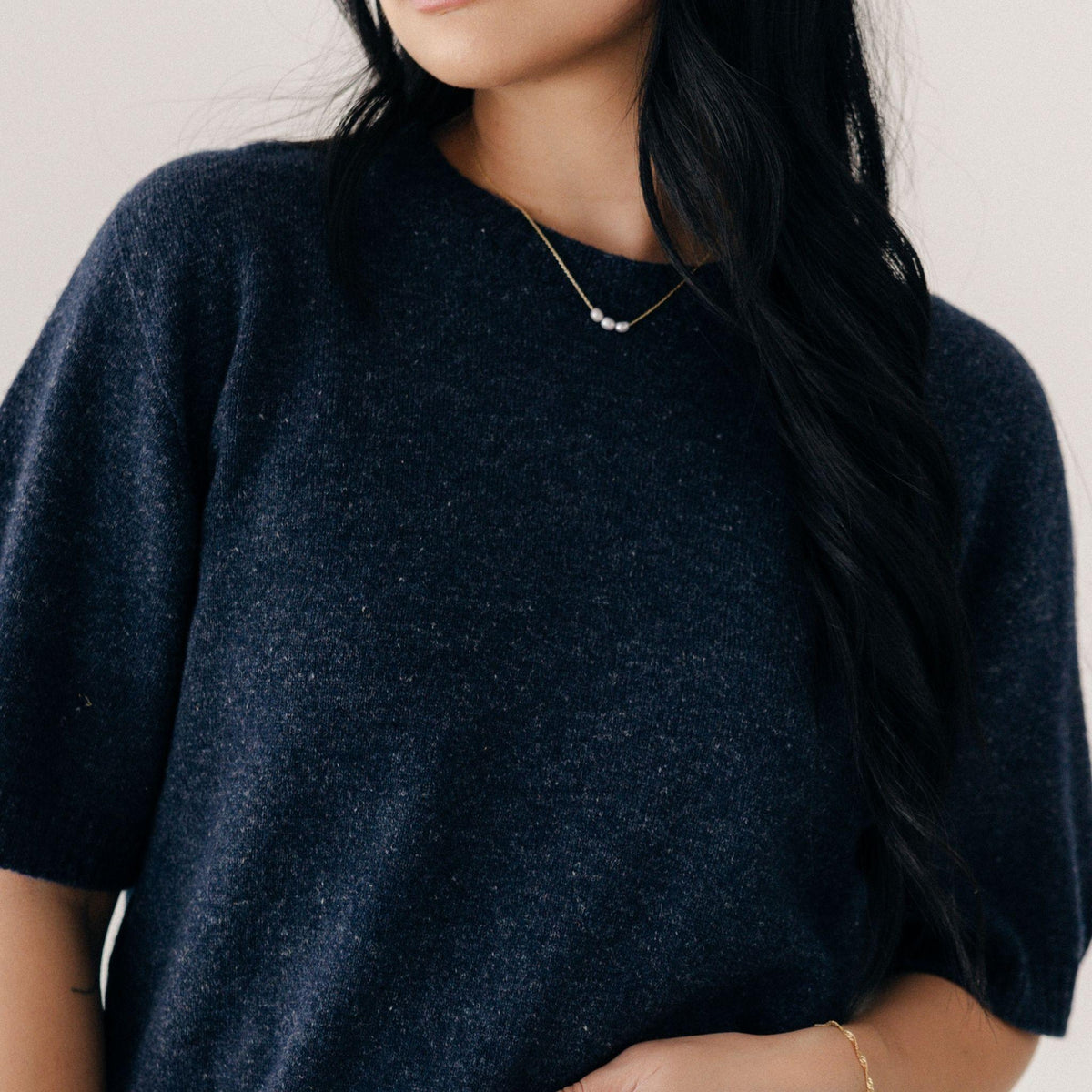 Women's Merino & Hemp Knit Tee - Navy - Hemprino