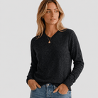 Women's Merino & Hemp V-Neck Sweater - Charcoal - Hemprino