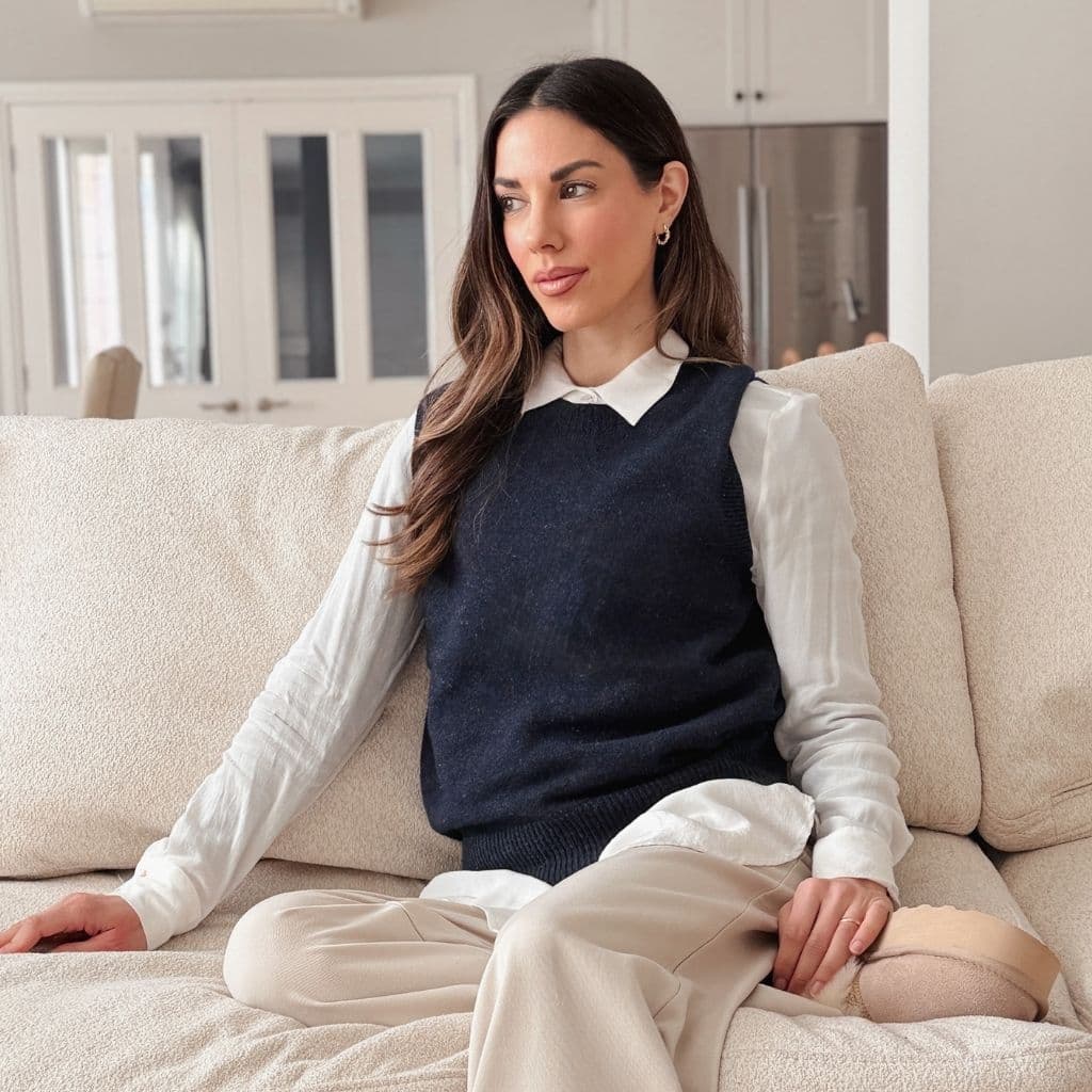 Women's Merino & Hemp Vest - Navy - Hemprino